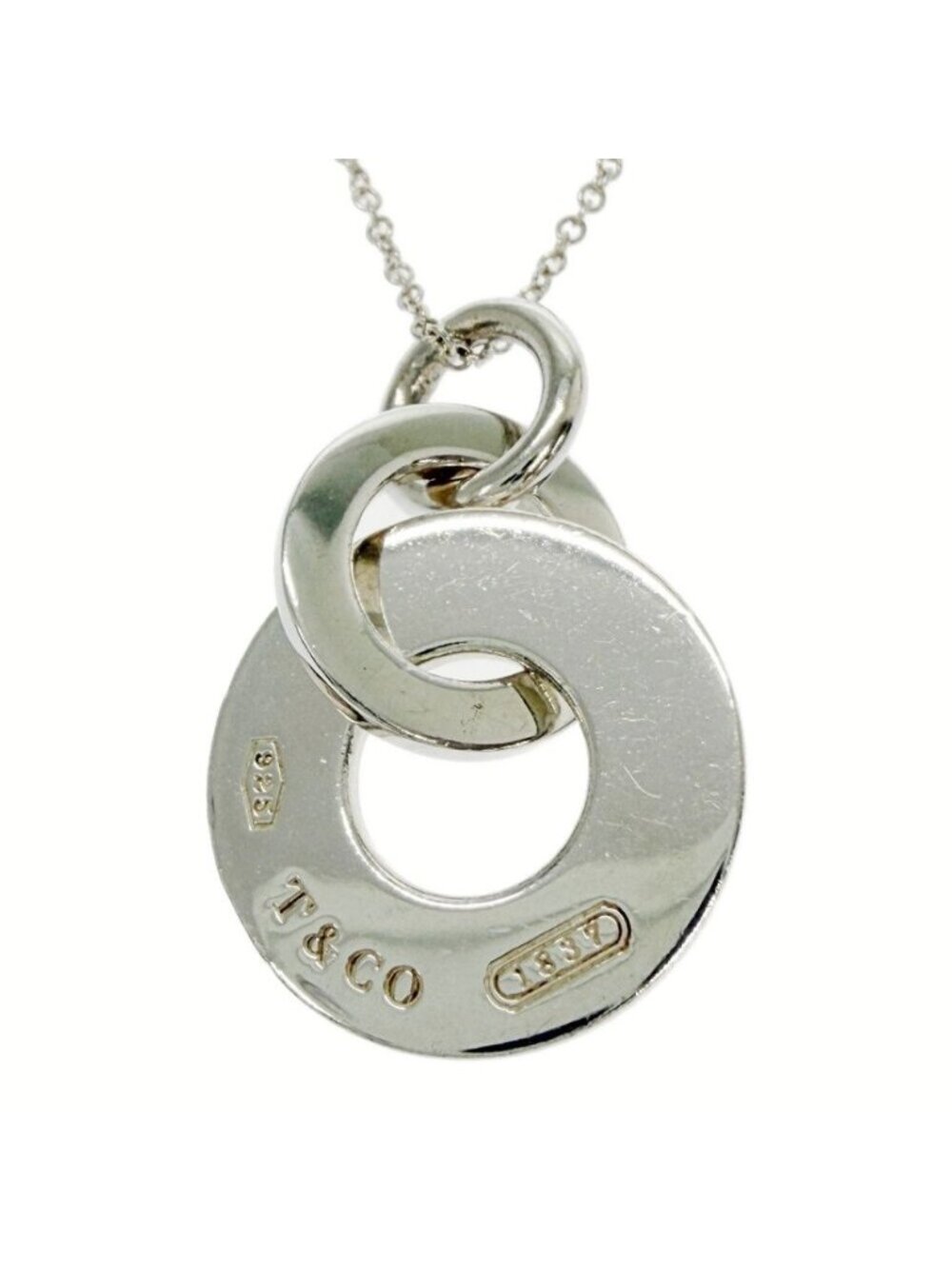 Tiffany & Co Silver 1837 Interlocking Drop Necklace